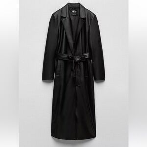 Black Belted Leather Coat